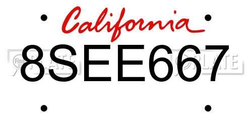 8SEE667 California License Plate