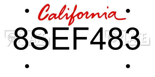 8SEF483 California License Plate