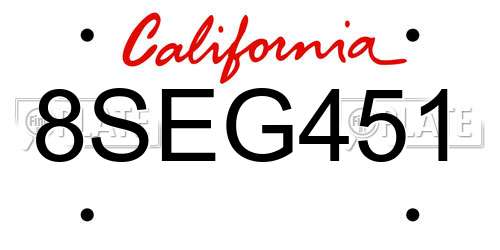 8SEG451 California License Plate