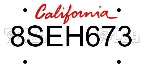 8SEH673 California License Plate