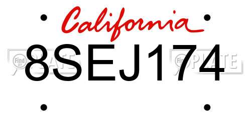 8SEJ174 California License Plate