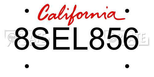 8SEL856 California License Plate