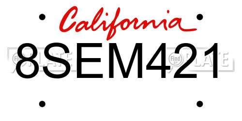 8SEM421 California License Plate