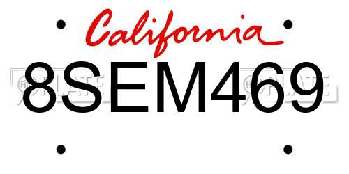 8SEM469 California License Plate