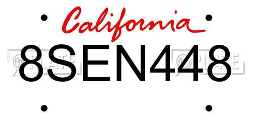 8SEN448 California License Plate