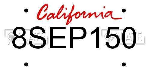 8SEP150 California License Plate