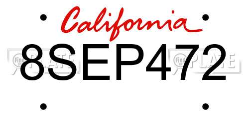 8SEP472 California License Plate
