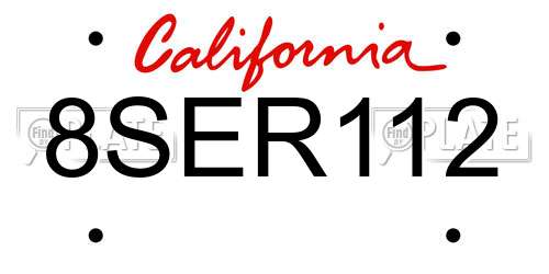 8SER112 California License Plate