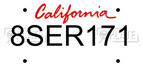 8SER171 California License Plate