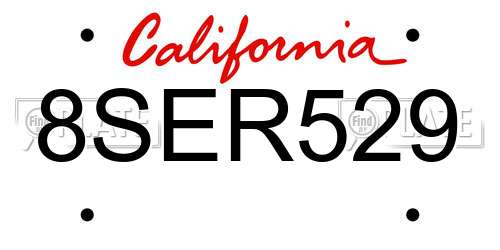8SER529 California License Plate