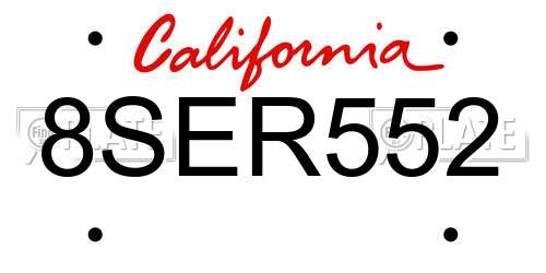 8SER552 California License Plate