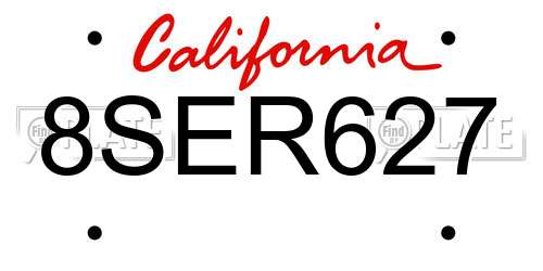 8SER627 California License Plate