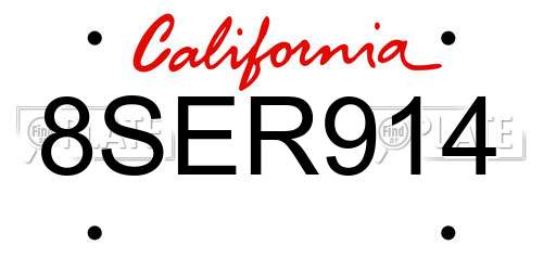 8SER914 California License Plate