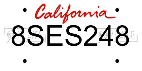 8SES248 California License Plate