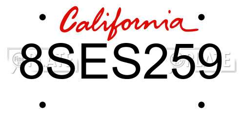8SES259 California License Plate