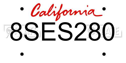 8SES280 California License Plate