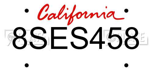 8SES458 California License Plate