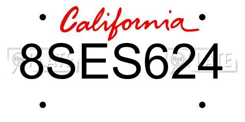 8SES624 California License Plate