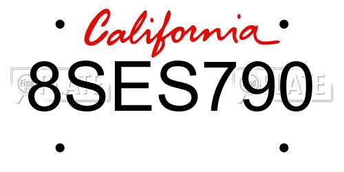 8SES790 California License Plate