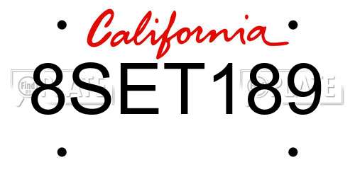 8SET189 California License Plate