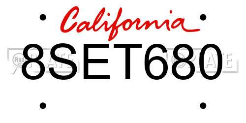 8SET680 California License Plate