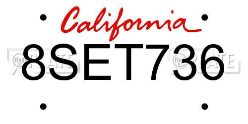 8SET736 California License Plate