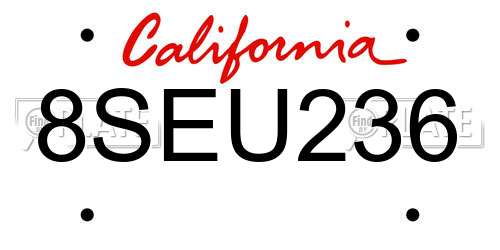 8SEU236 California License Plate