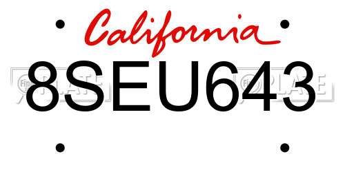 8SEU643 California License Plate