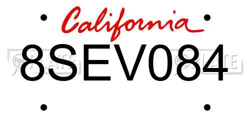 8SEV084 California License Plate