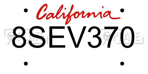 8SEV370 California License Plate