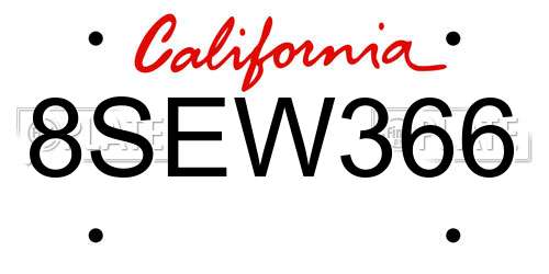 8SEW366 California License Plate