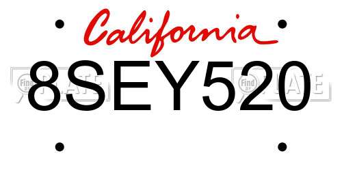 8SEY520 California License Plate