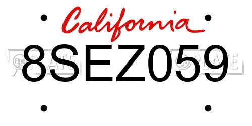 8SEZ059 California License Plate
