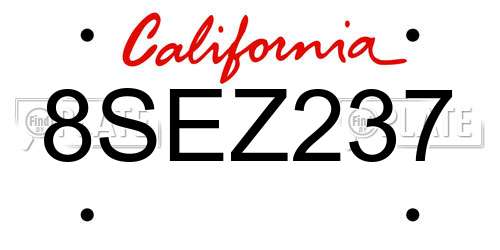 8SEZ237 California License Plate