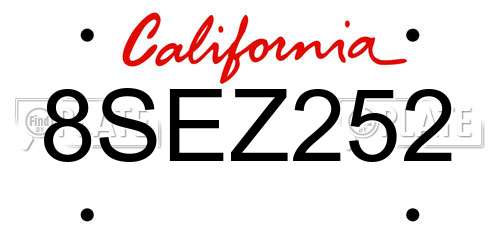 8SEZ252 California License Plate