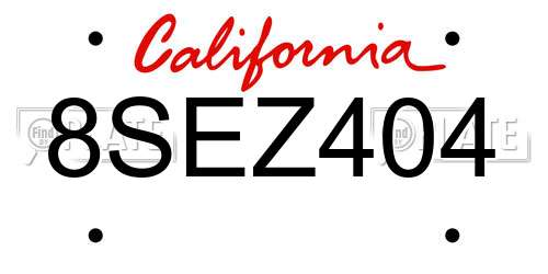 8SEZ404 California License Plate