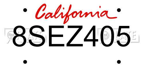 8SEZ405 California License Plate