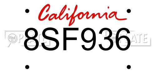 8SF936 California License Plate