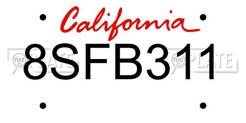 8SFB311 California License Plate