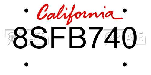 8SFB740 California License Plate