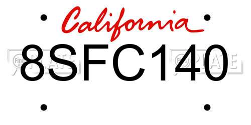 8SFC140 California License Plate