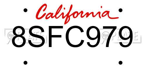 8SFC979 California License Plate