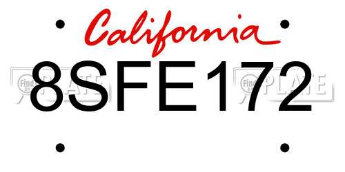 8SFE172 California License Plate