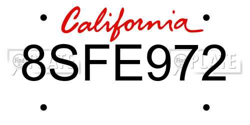 8SFE972 California License Plate