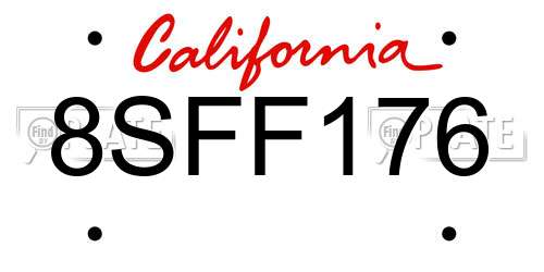 8SFF176 California License Plate