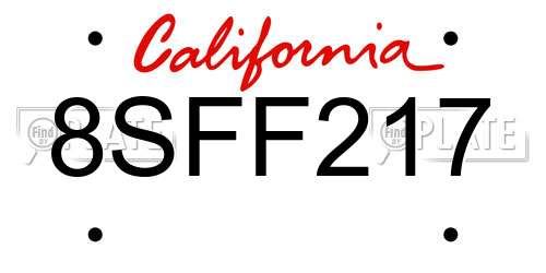8SFF217 California License Plate