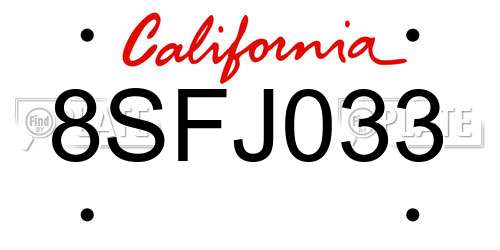 8SFJ033 California License Plate