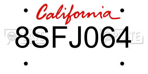 8SFJ064 California License Plate