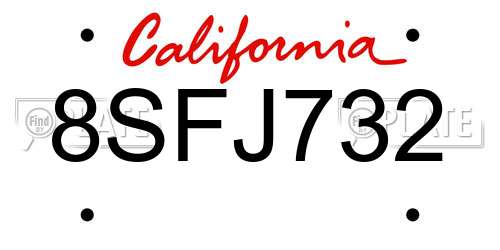 8SFJ732 California License Plate