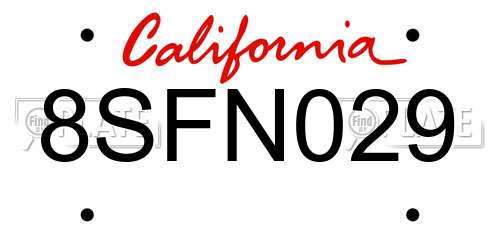 8SFN029 California License Plate
